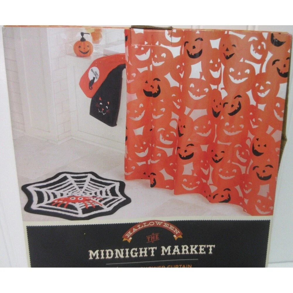 Halloween Pumpkin Jack O Lantern PEVA Shower Curtain 70